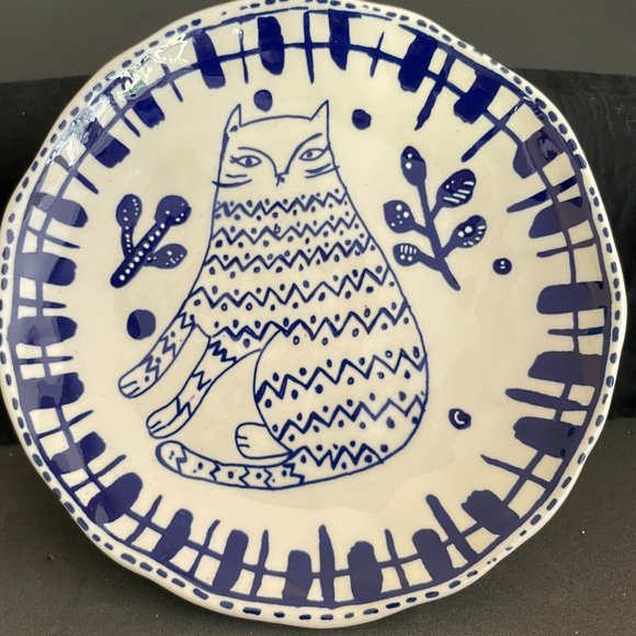 Cat w/ Attitude Other - Blue & White CAT WITH ATTITUDE 7" Pottery Plate EUC
